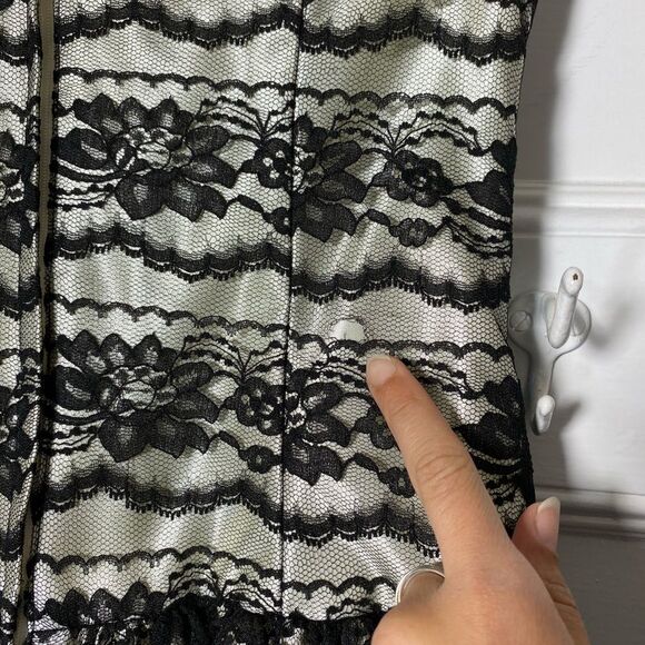 GUNNE SAX Jessica McClintock Strapless Floral Lace Overlay Prom Dress Sz 9 - Picture 13 of 13